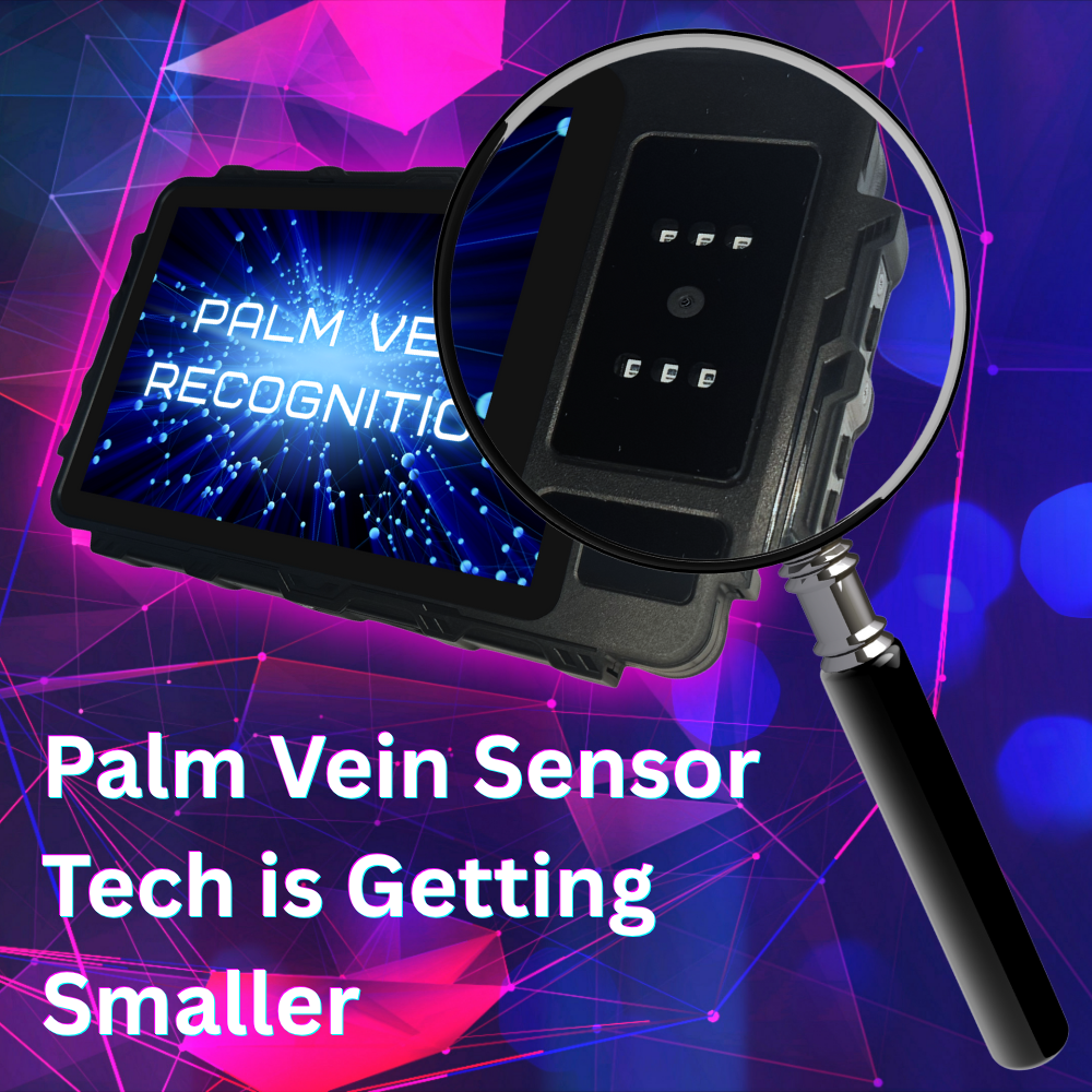 Decorative Image with text: Palm Vein Sensor Tech Is Getting Smaller
