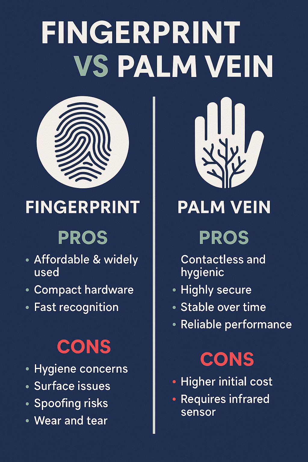 Comparison of fingerprint and palm vein